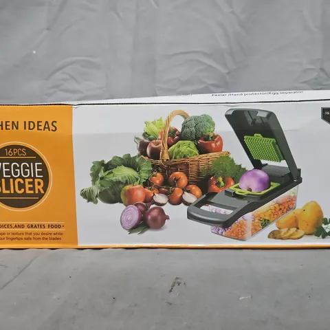 BOX OF APPROXIMATELY 10 ASSORTED HOUSEHOLD ITEMS TO INCLUDE 16-PIECE VEGGIE SLICER, ETC
