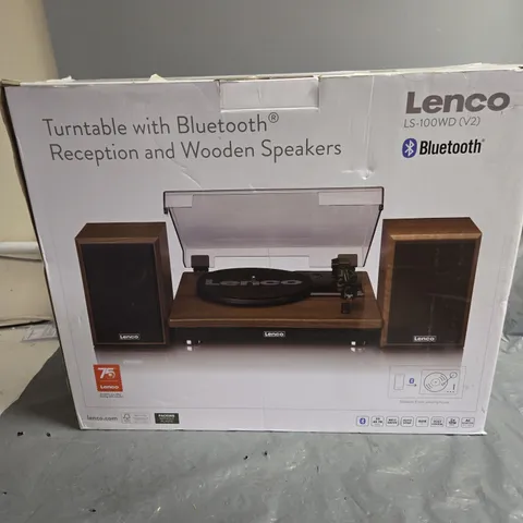 LENCO LS-100wd TURNTABLE WITH BLUETOOTH RECEPTION AND WOODEN SPEAKERS