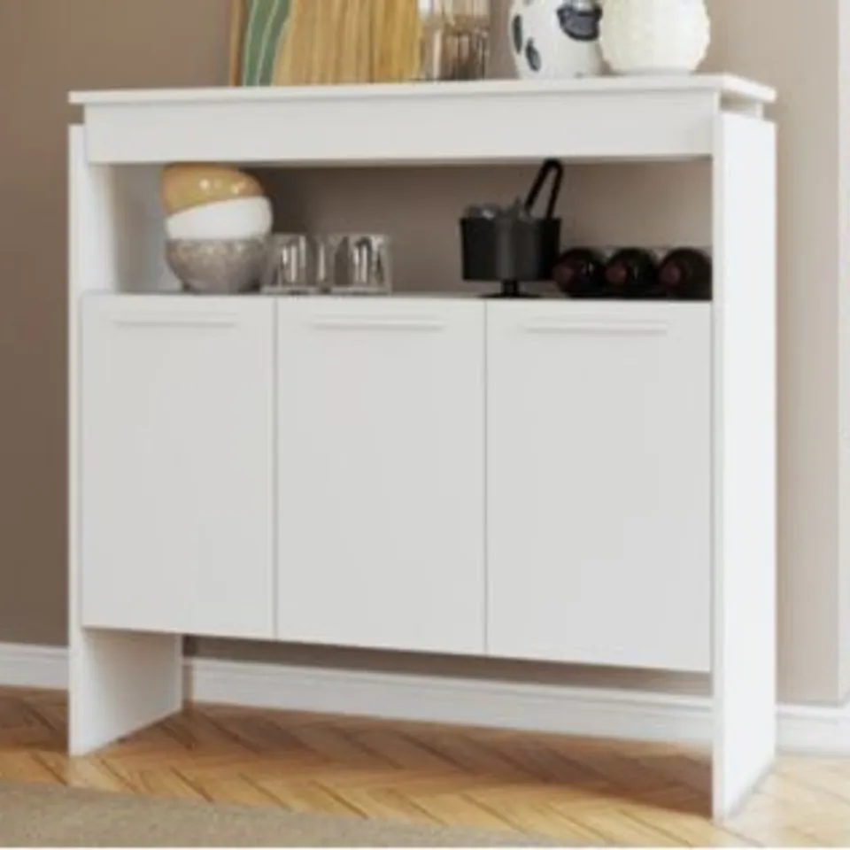 BRAND NEW BOXED OLSEN WHITE THREE DOOR SIDEBOARD