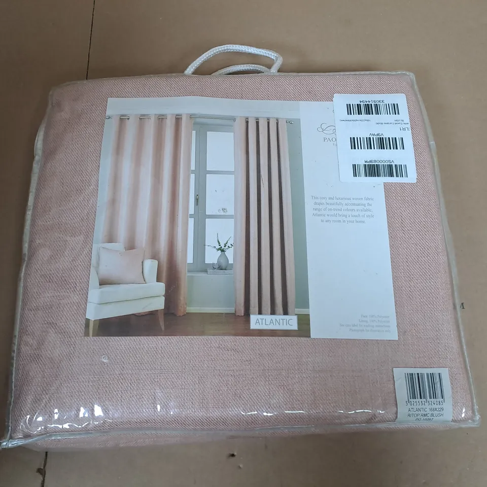 PAOLETTI READYMADE RING TOP CURTAINS IN PIN - 66X90"