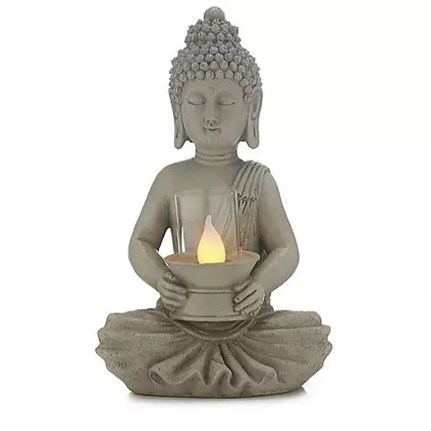 GARDEN REFLECTIONS BUDDHA PEDESTAL SOLAR LIGHT