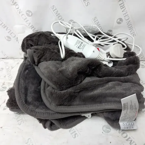BOXED COZEE HOME VELVET SOFT HEATED BLANKET IN CHARCOAL 