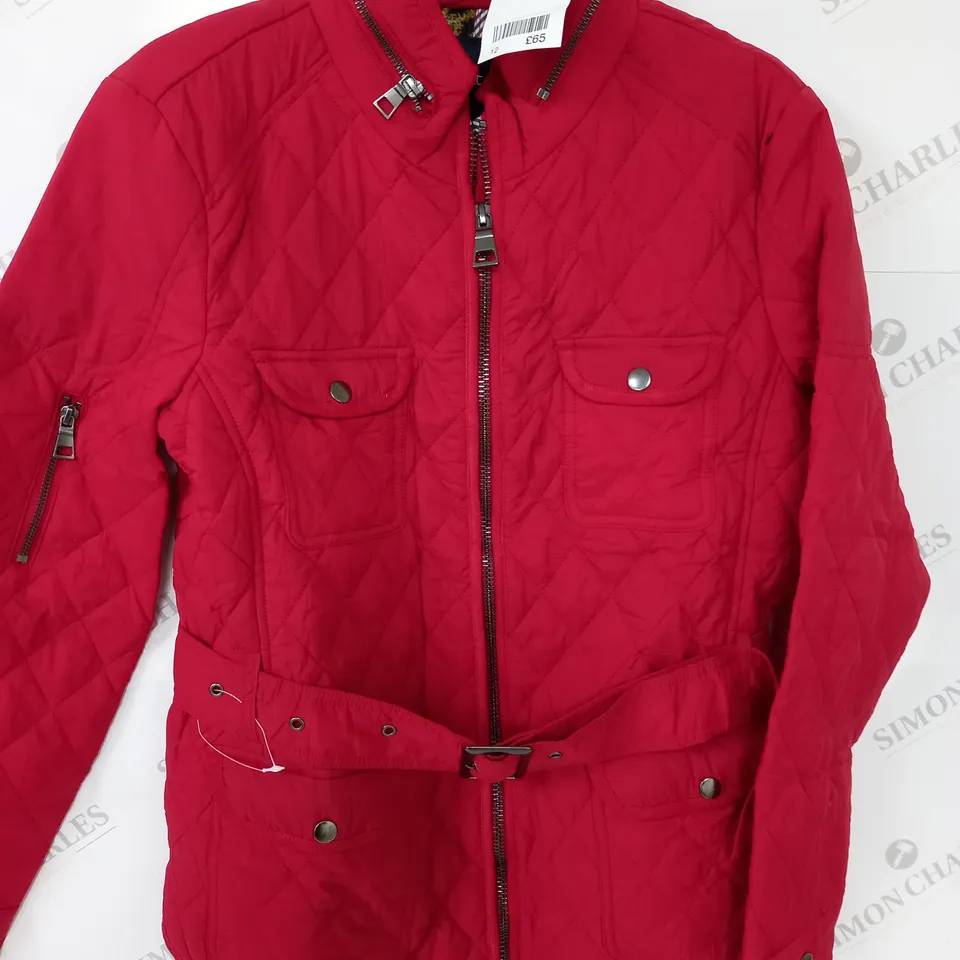 NEXT RED QUILTED BELTED COAT - 12