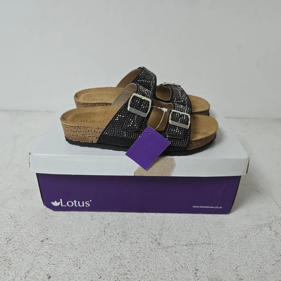 BOXED PAIR OF LOTUS TAFELLA SANDALS IN BLACK - EU 39