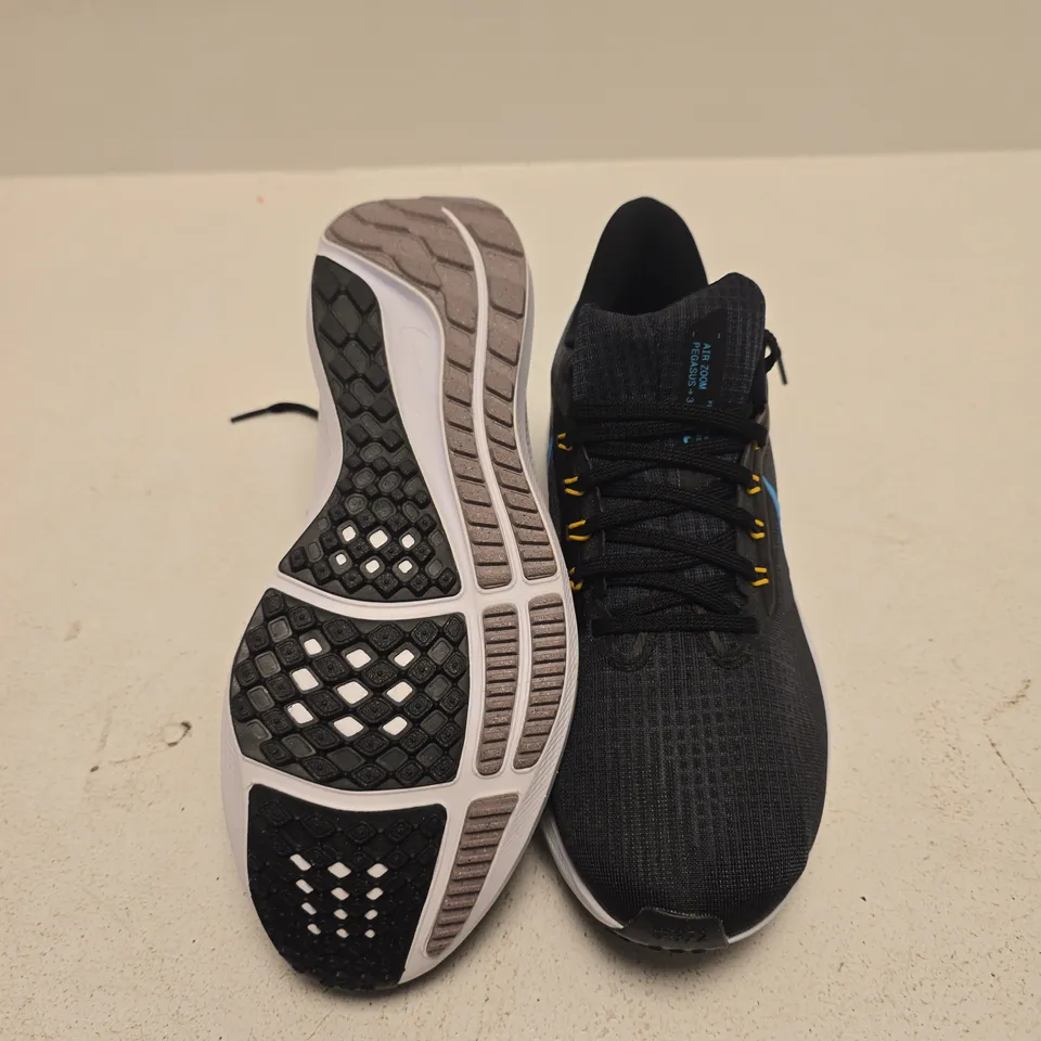 NIKE AIR ZOOM PEGASUS RUNNING SHOE – BLACK WITH BLUE SWOOSH SIZE UK 8
