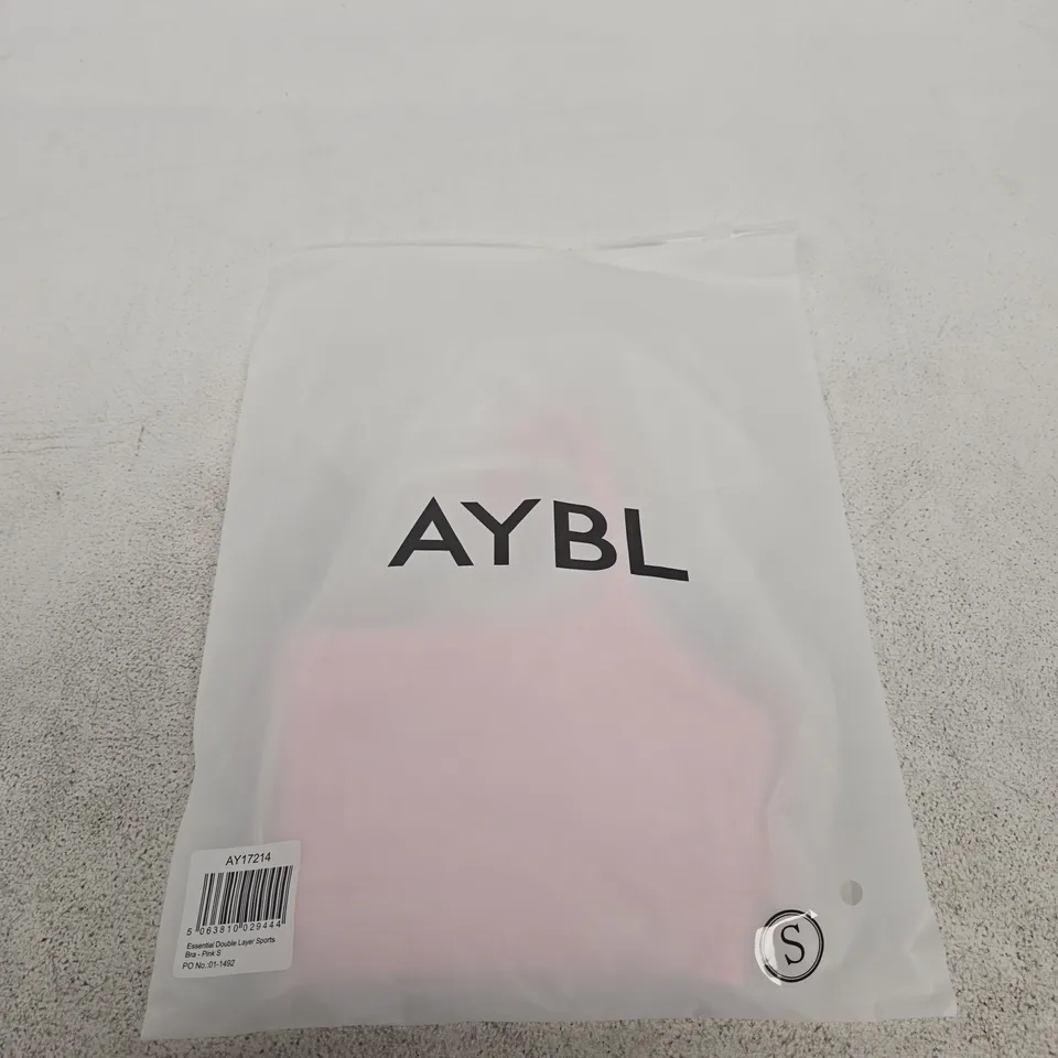BAGGED AYBL ESSENTIAL DOUBLE LAYER SPORTS BRA - SIZE SMALL - PINK
