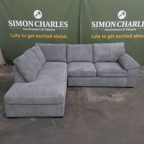 DESIGNER AMALFI STANDARD FABRIC UPHOLSTERED CORNER CHAISE SOFA - CHARCOAL 