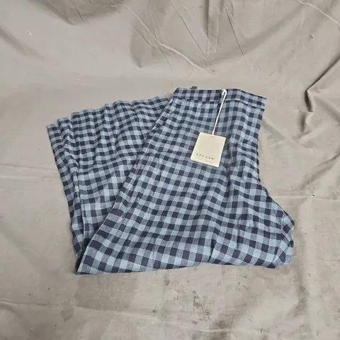 JIGSAW DALE LINEN CHECK TROUSERS IN BLUE SIZE 14