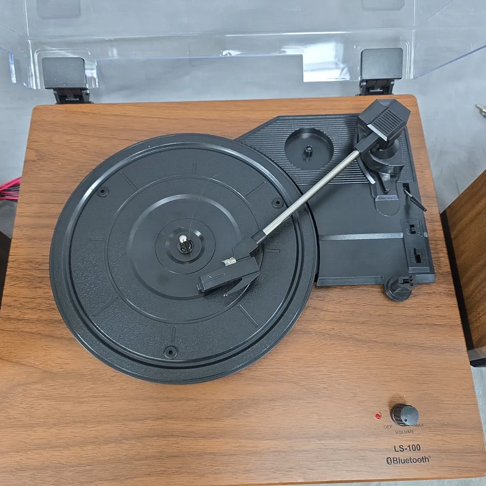 BOXED LENCO LS-100 TURNTABLE WITH BLUETOOTH – WOODEN SPEAKERS 