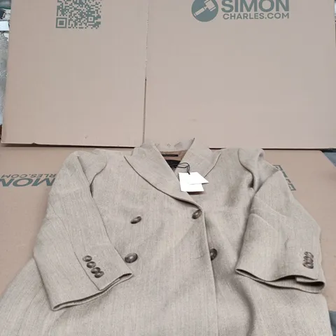 ZARA WOOL COLLECTION WOOL SUITβ BEIGE JACKET AND TROUSERS MEDIUM