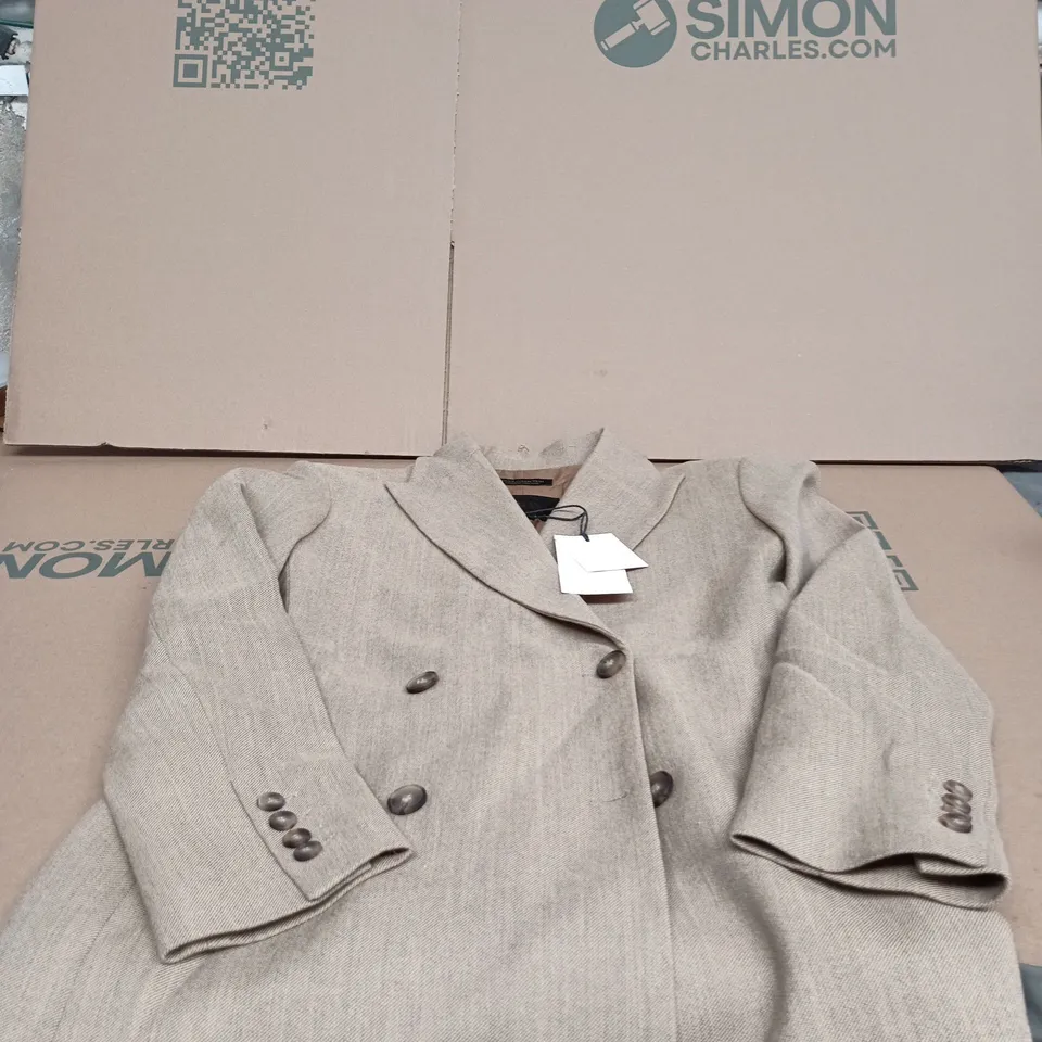 ZARA WOOL COLLECTION WOOL SUIT– BEIGE JACKET AND TROUSERS MEDIUM