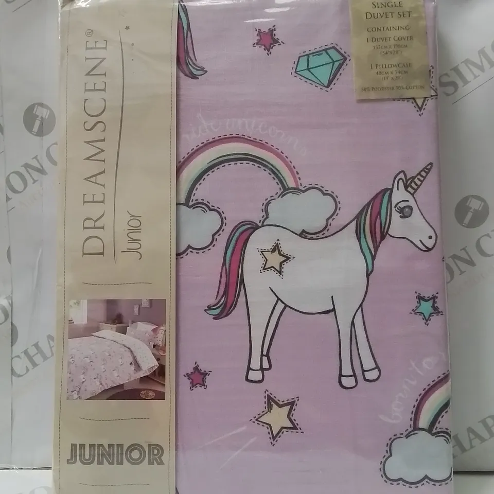 BRAND NEW DREAMSCENE JUNIOR SINGLE DUVET COVER SET  -UNICORN DESIGN-