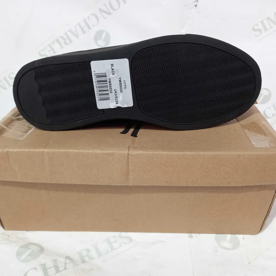 BOXED PAIR OF HYPE SHOES IN BLACK UK SIZE 3