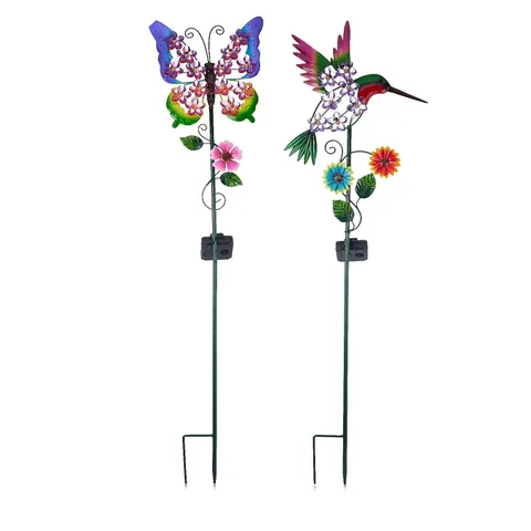 GARDEN REFLECTIONS HUMMINGBIRD AND BUTTERFLY SOLAR STAKE LIGHTS