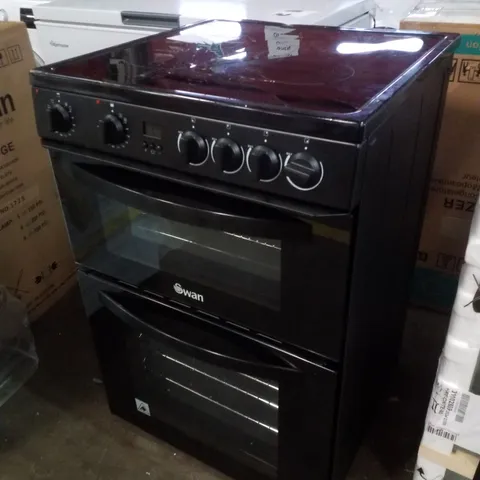 SWAN SX16730B 60CM ELECTRIC DOUBLE OVEN CERAMIC HOB COOKER - BLACK