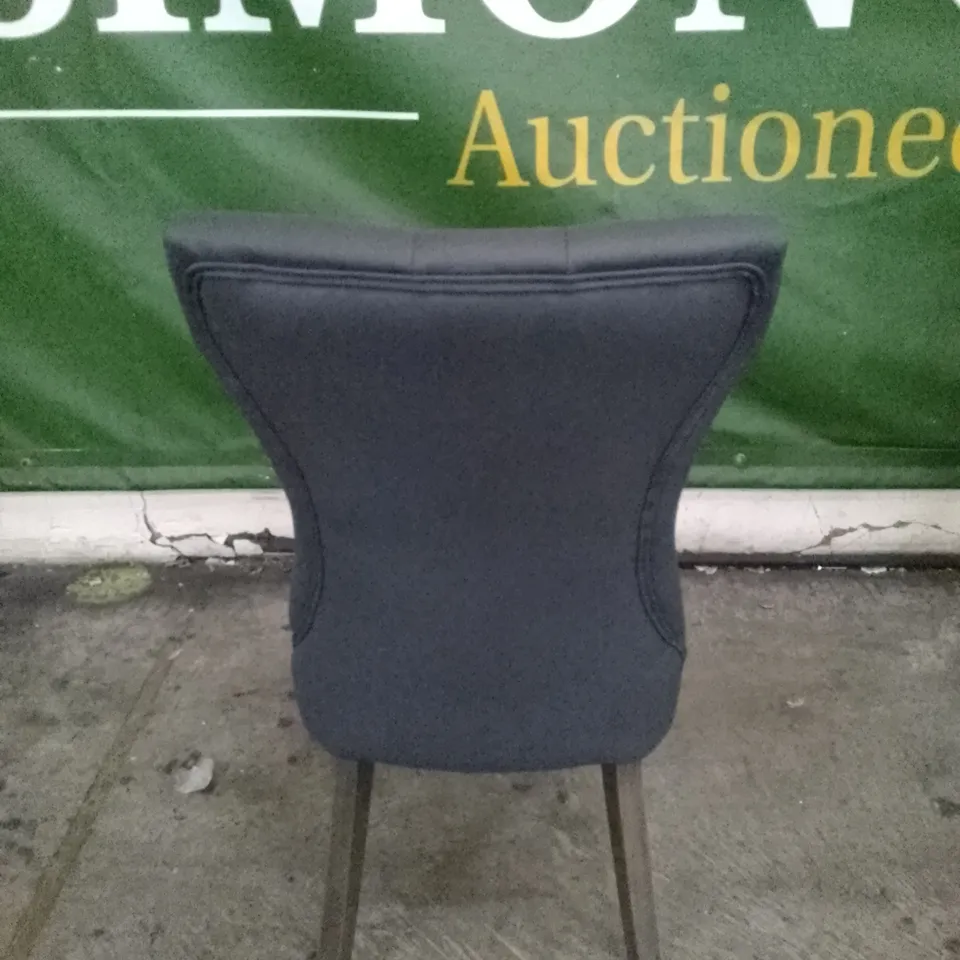 SET OF 2 BEWLEY GREY LEATHER BUTTON BACK DINING CHAIR WITH OAK LEGS