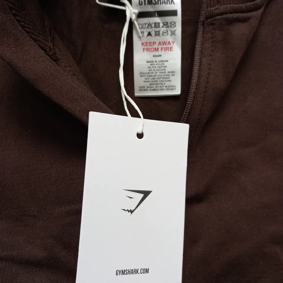 GYMSHARK SWEAT SEAMLESS ZIP UP JACKET IN BROWN - LARGE