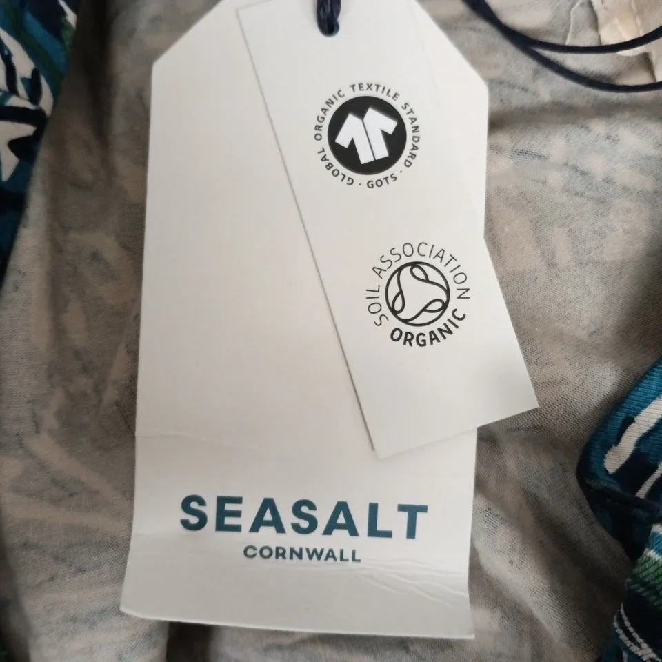 SEASALT CORNWALL VERONICA DRESS – ORGANIC COTTON, PALM LEAF PRINT, UK 16