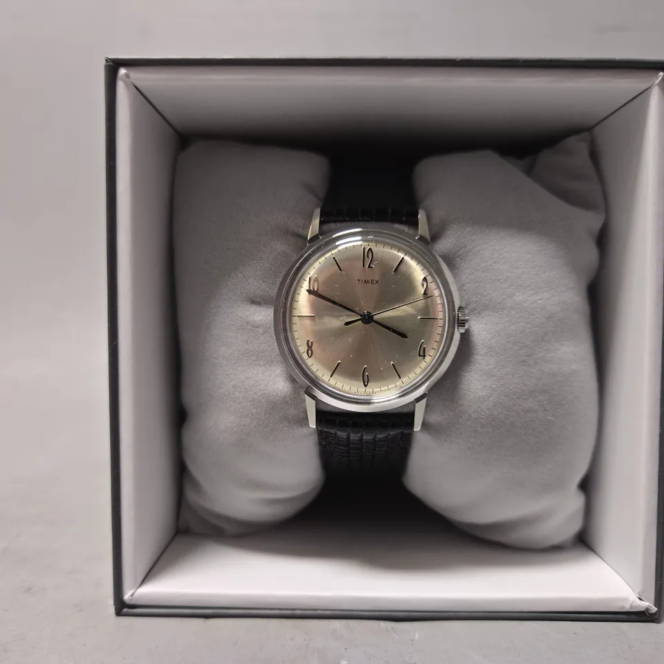 TIMEX MARLIN HAND-WOUND SILVER DIAL LEATHER STRAP MEN’S WATCH