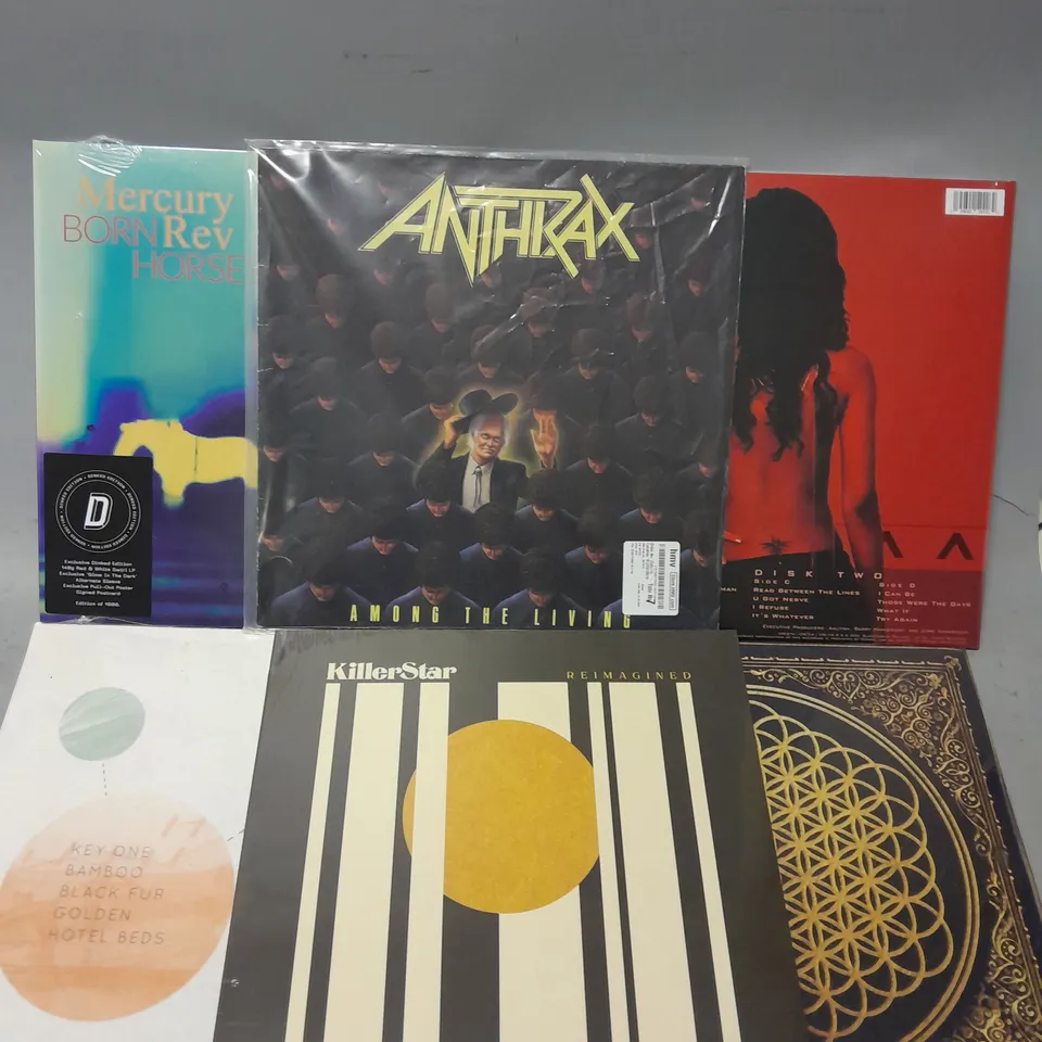 LOT OF 6 ASSORTED SEALED VINYL RECORDS, TO INCLUDE - BRING ME THE HORIZON SEMPITERNAL - ANTHRAX AMONG THE LIVING - KILLERSTAR REIMAGINED - ETC