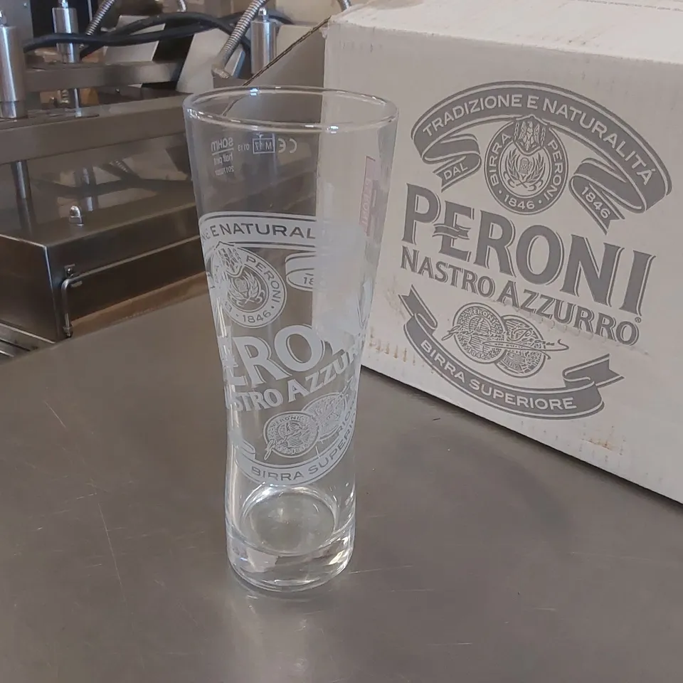24x BOXED PERONI HALF PINT GLASSES