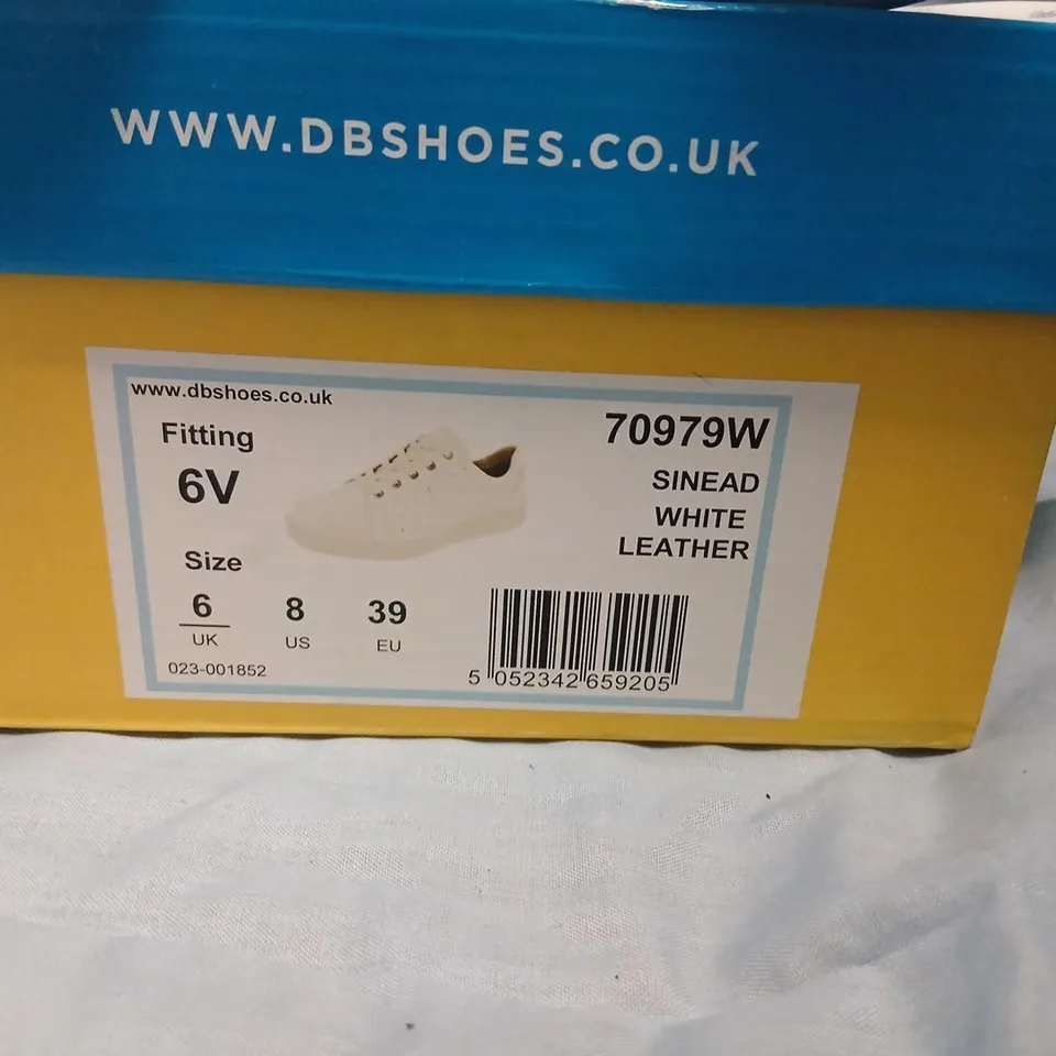 DB SHOES SINEAD WHITE LEATHER SNEAKERS – UK 6