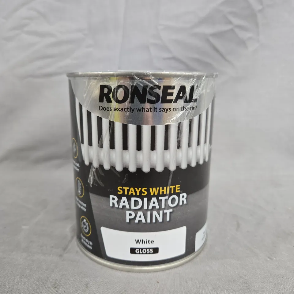 RONSEAL STAYS WHITE RADIATOR PAINT – WHITE GLOSS - 750ML - COLLECTION ONLY