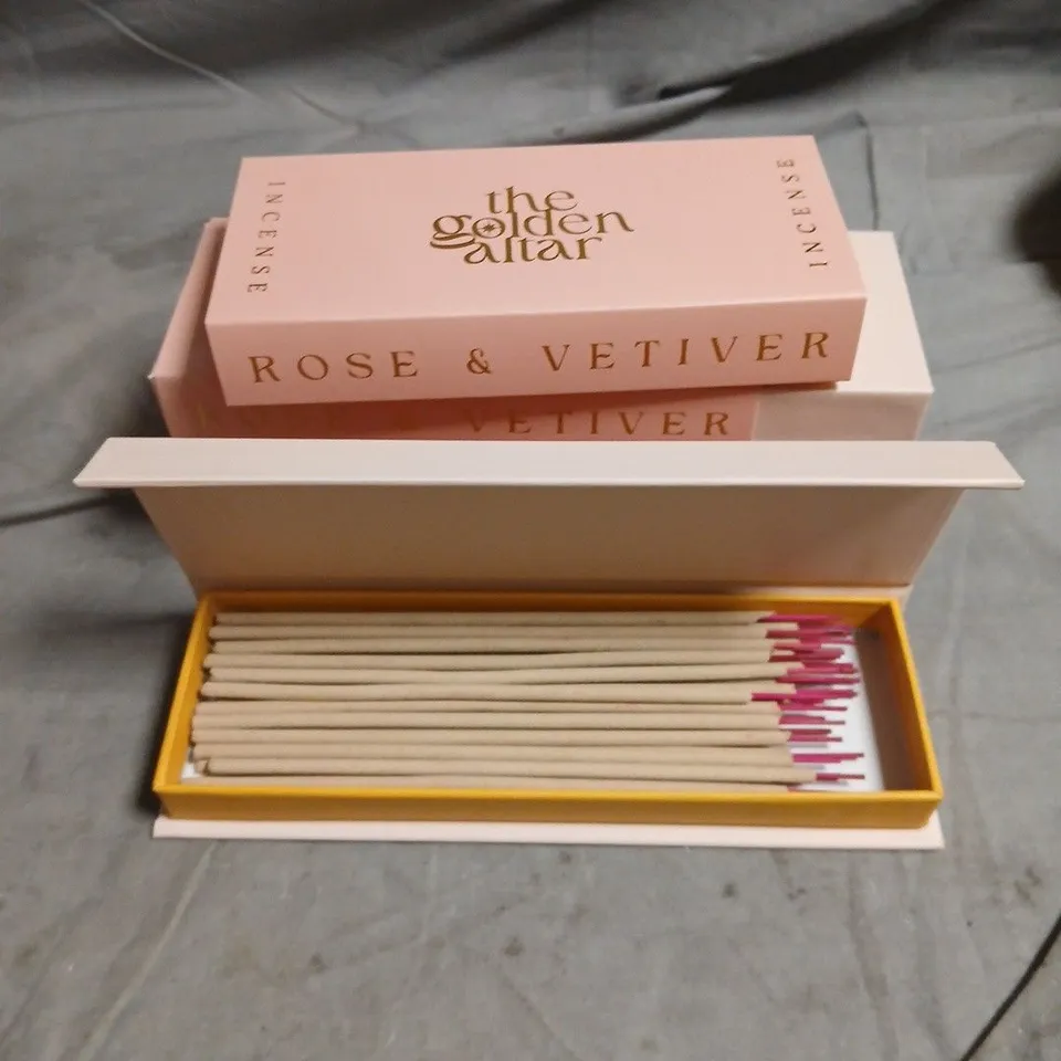 LOT OF 4 BOXES OF THE GOLDEN ALTAR ROSE & VETIVER INCENSE STICKS