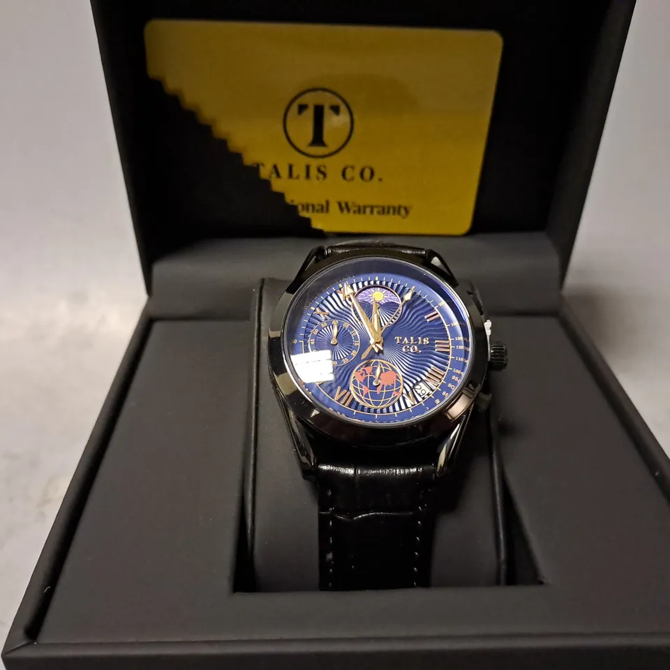 TALIS CO 7120 CHRONOGRAPH WATCH – MOON PHASE MOVEMENT – GENUINE LEATHER STRAP