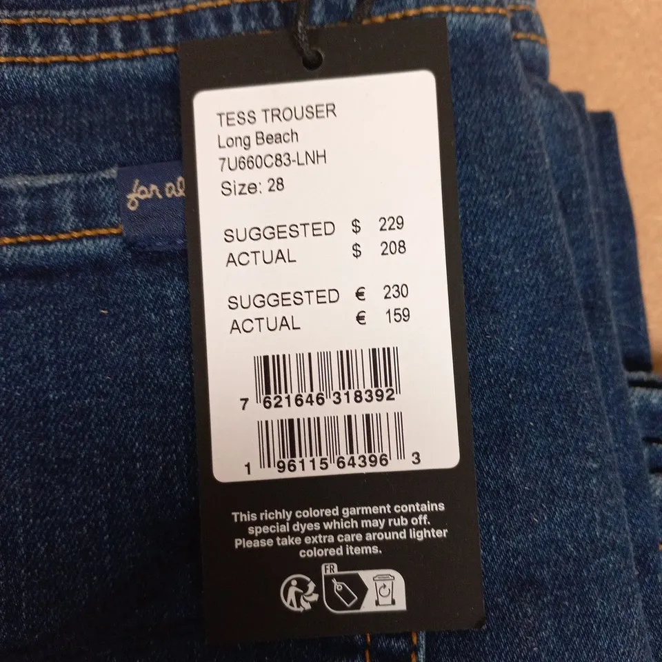7 FOR ALL MANKIND TESS TROUSER LONG BEACH DENIM JEANS – SIZE 28