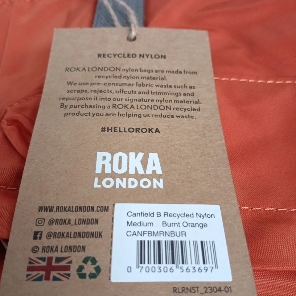 ROKA LONDON CANFIELD B RECYCLED NYLON BAG – MEDIUM BURNT ORANGE