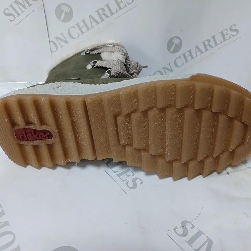 PAIR OF RIEKER ANTISTRESS WATER RESISTANT WARM HIKING BOOTS, KHAKI - SIZE 6