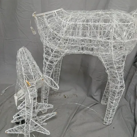 BOXED LARGE ACRYLIC REINDEER AND SLEIGH LIGHT UP OUTDOOR CHRISTMAS DECORATION