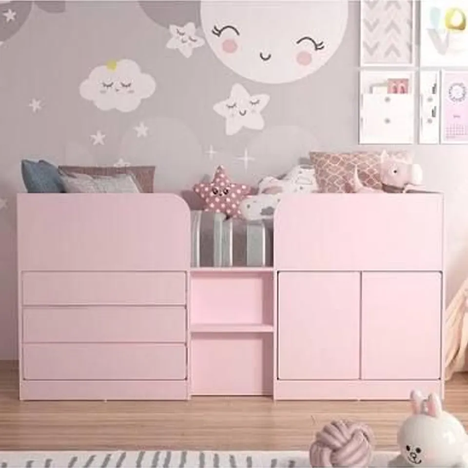 BOXED BAILEY MID SLEEPER BED - PINK (2 BOXES)