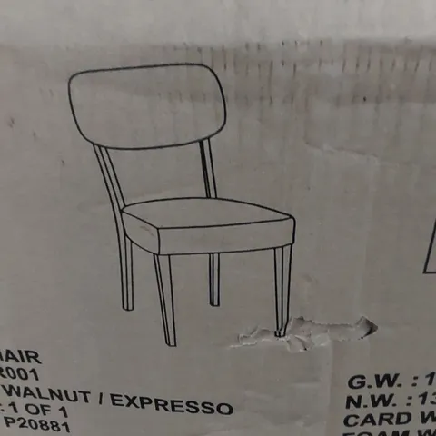 BOXED SET OF 2 DINING CHAIRS - WALNUT/EXPRESSO (1 BOX)