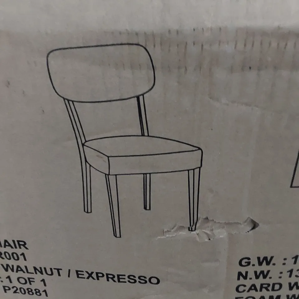 BOXED SET OF 2 DINING CHAIRS - WALNUT/EXPRESSO (1 BOX)