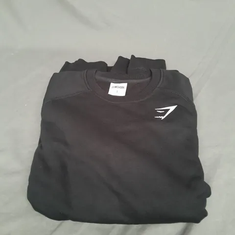 GYMSHARK CREST CREW NECK SWEATSHIRT IN BLACK SIZE S