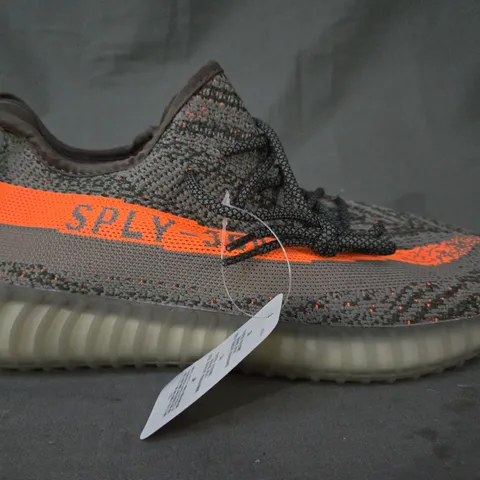 PAIR OF ADIDAS YEEZY SHOES IN GREY/ORANGE UK SIZE 10.5