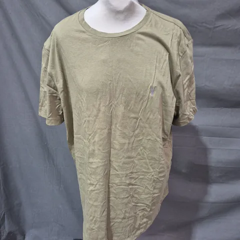 ALLSAINTS SLIM FIT T-SHIRT – STONE BEIGE, UK XL (X LARGE) – 100% ORGANIC COTTON