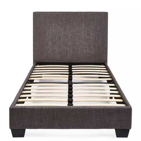 BOXED RILEY FABRIC SINGLE BEDFRAME - DARK GREY (1 BOX) - COLLECTION ONLY