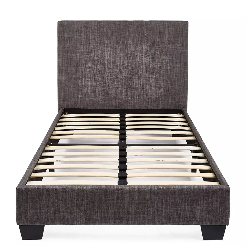BOXED RILEY FABRIC SINGLE BEDFRAME - DARK GREY (1 BOX) - COLLECTION ONLY