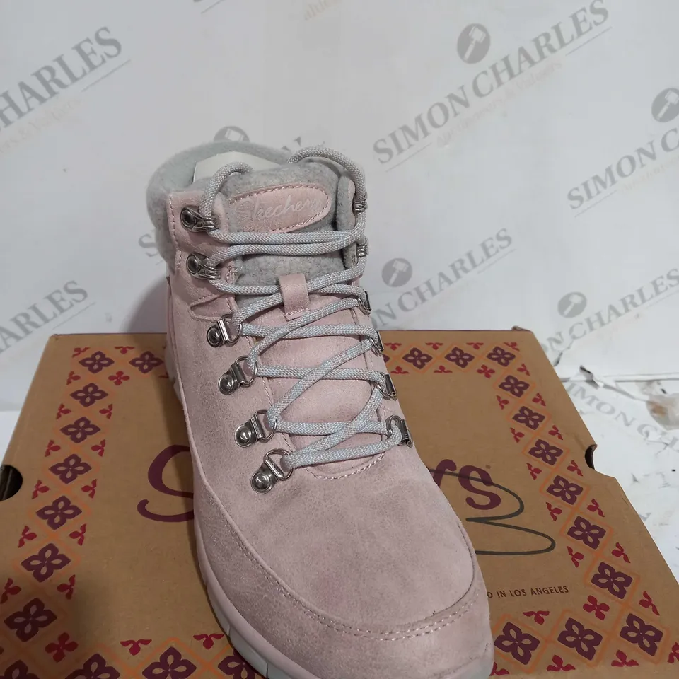 UNBOXED SKECHERS WARM BLUSH BOOTS, BLUSH - SIZE 6