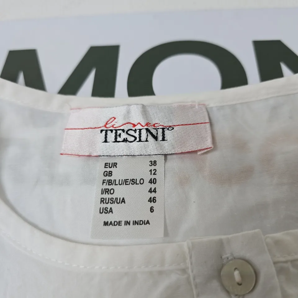 LINEA TESINI WHITE EMBROIDERED BLOUSE, UK 12 (EU 38), 