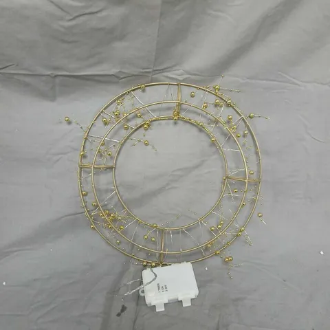 GOLD CIRCULAR HANGING LIGHT FRAME WITH BEAD ACCENTS 