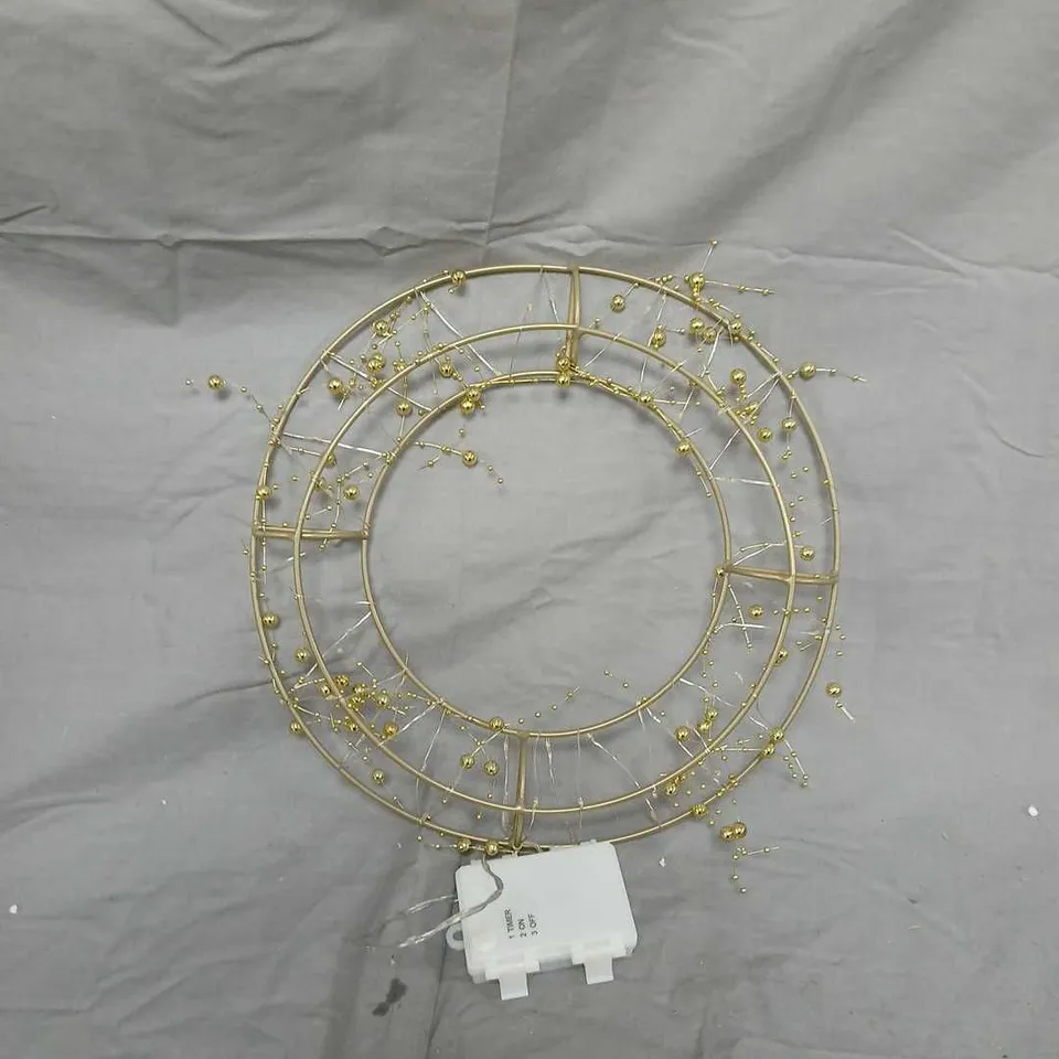 GOLD CIRCULAR HANGING LIGHT FRAME WITH BEAD ACCENTS 