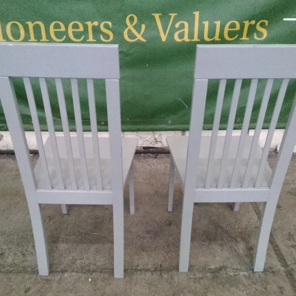 SET OF 2 OXFORD GREY WOOD DINING CHAIRS 