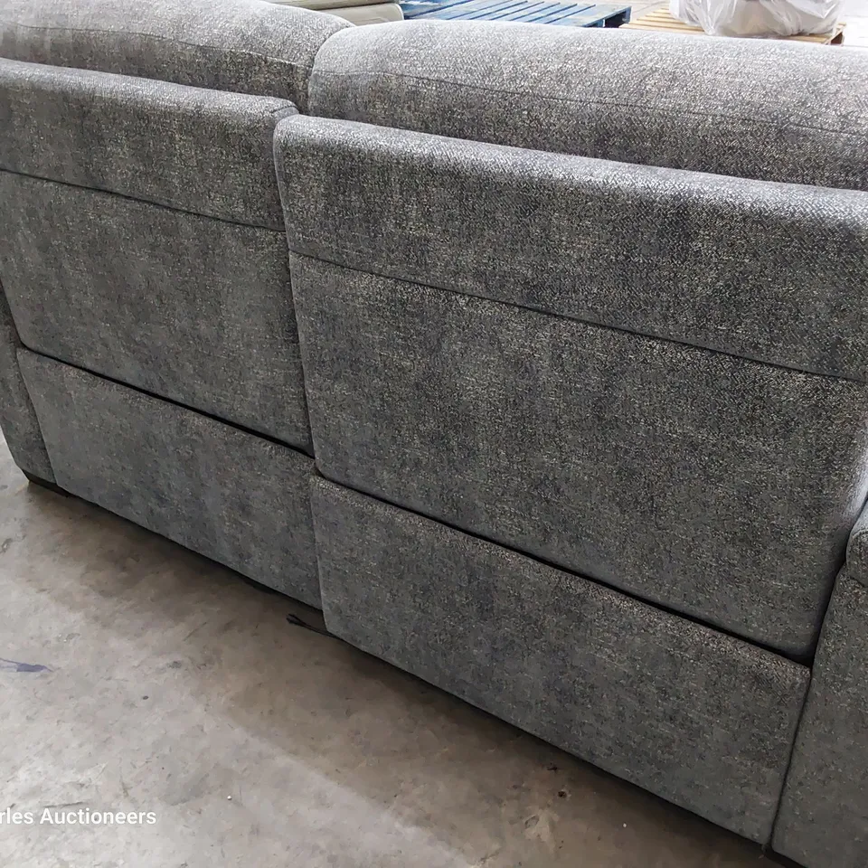 QUALITY ITALIAN DESIGNER ADRIANO POWER RECLINING THREE SEATER SOFA GREY FABRIC 