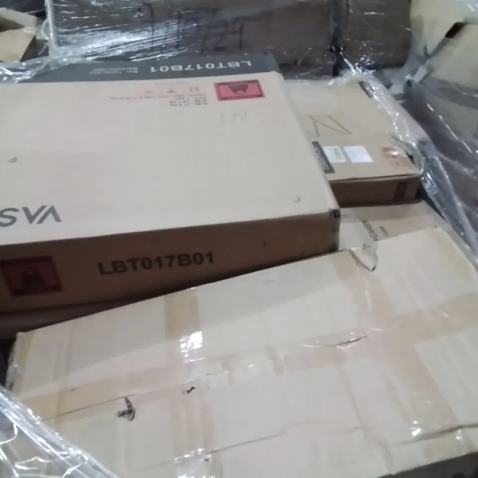 PALLET OF ASSORTED HOUSEHOLD GOODS AND PRODUCTS TO INCLUDE;OFFICE CHAIR,BAR TABLE SET,STORAGE CUBES