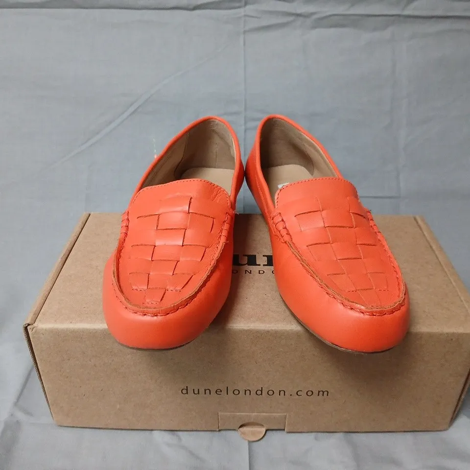 Dune London 520 Greene Orange Leather Woven Driving Loafer – EU 39