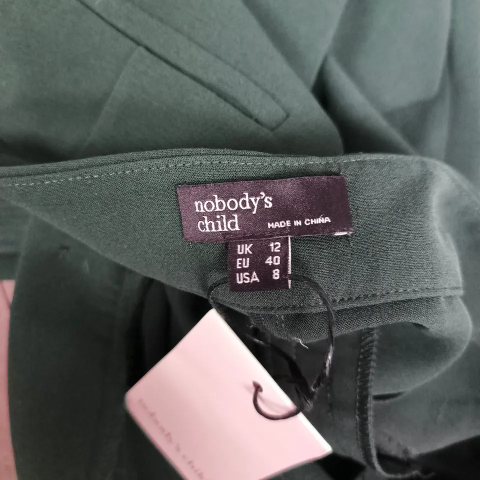 NOBODYS CHILD ETTA CLEAN FRONT CROP CREPE TROUSERS IN GREEN - UK 12